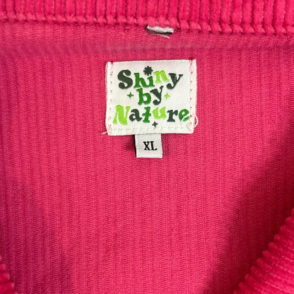 Shiny by Nature Pink Corduroy Button-Up Jacket with Hearts - Picture 7 of 10